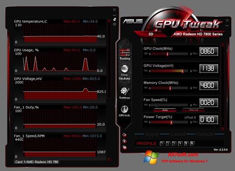 Ekrano kopija ASUS GPU Tweak Windows 7
