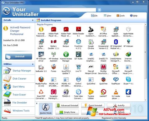 Ekrano kopija Your Uninstaller Windows 7