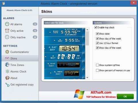 Ekrano kopija Atomic Alarm Clock Windows 7