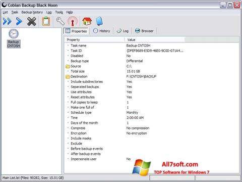 Ekrano kopija Cobian Backup Windows 7