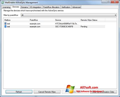 Ekrano kopija Microsoft ActiveSync Windows 7