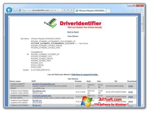 Ekrano kopija Driver Identifier Windows 7