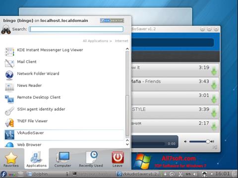 Ekrano kopija VkAudioSaver Windows 7