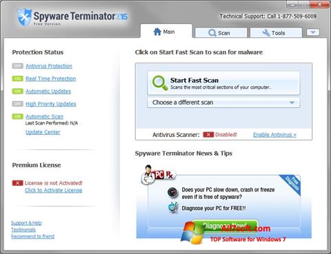 Ekrano kopija Spyware Terminator Windows 7