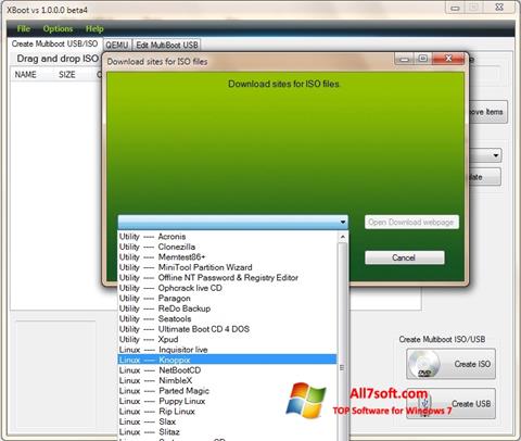 Ekrano kopija XBoot Windows 7