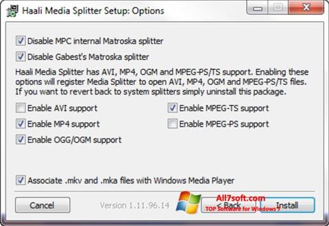 Ekrano kopija Haali Media Splitter Windows 7