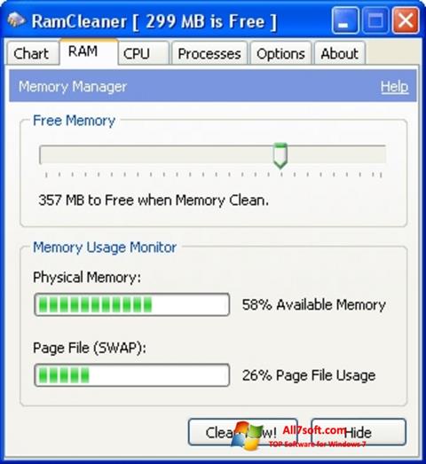 Ekrano kopija RamCleaner Windows 7