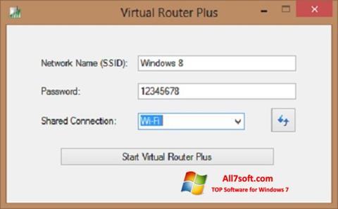 Ekrano kopija Virtual Router Plus Windows 7