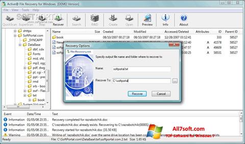 Ekrano kopija Active File Recovery Windows 7