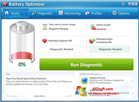 Ekrano kopija Battery Optimizer Windows 7