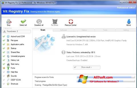 Ekrano kopija Vit Registry Fix Windows 7