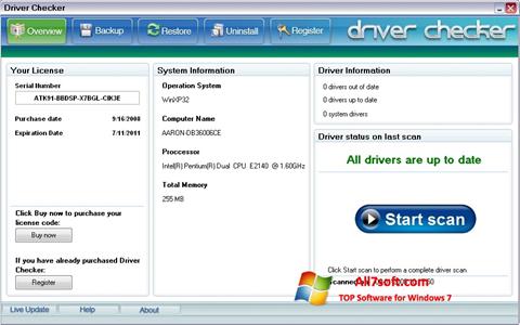Ekrano kopija Driver Checker Windows 7
