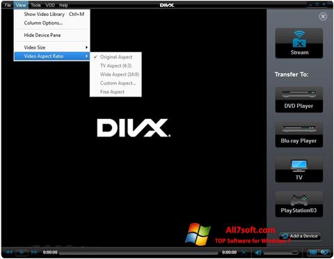 Ekrano kopija DivX Player Windows 7