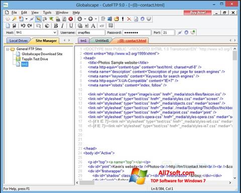 Ekrano kopija CuteFTP Windows 7