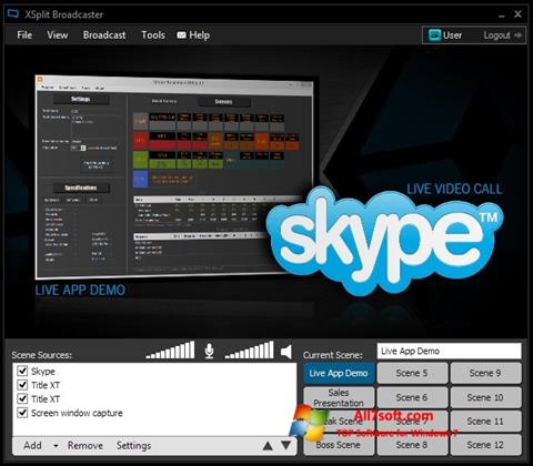Ekrano kopija XSplit Broadcaster Windows 7