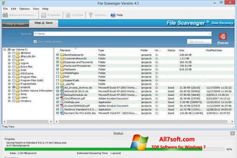 Ekrano kopija File Scavenger Windows 7