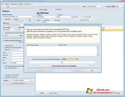 Ekrano kopija Scan2PDF Windows 7