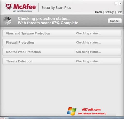 Ekrano kopija McAfee Security Scan Plus Windows 7