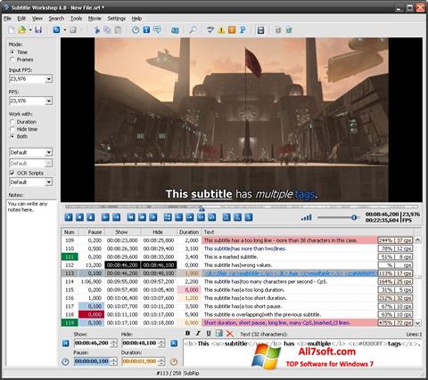 Ekrano kopija Subtitle Workshop Windows 7