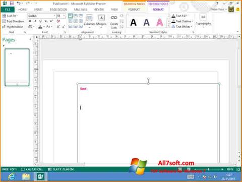Ekrano kopija Microsoft Publisher Windows 7