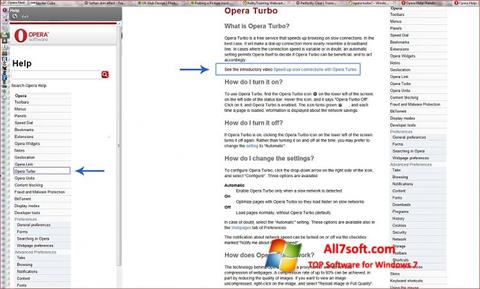 Ekrano kopija Opera Turbo Windows 7