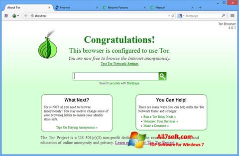 Ekrano kopija Tor Windows 7