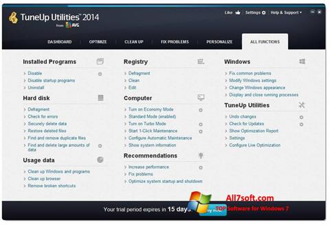 Ekrano kopija TuneUp Utilities Windows 7