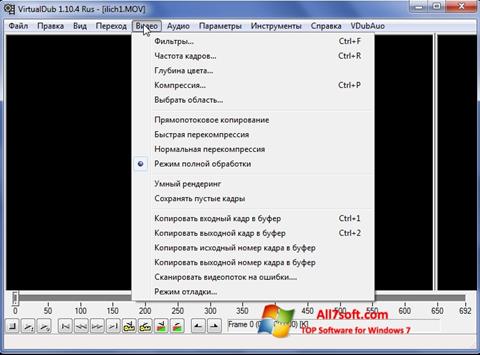 Ekrano kopija VirtualDub Windows 7