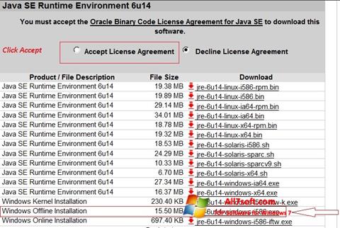 Ekrano kopija Java Runtime Environment Windows 7
