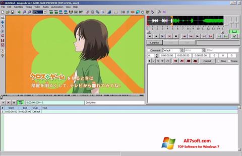 Ekrano kopija Aegisub Windows 7