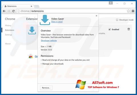 Ekrano kopija VideoSaver Windows 7