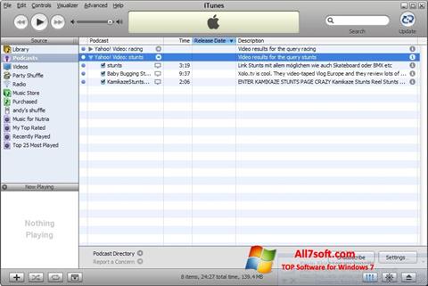 Ekrano kopija iTunes Windows 7