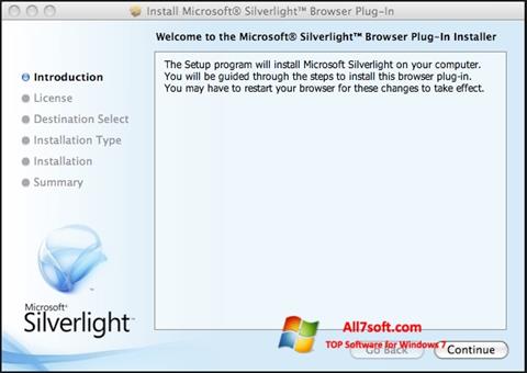 Ekrano kopija Microsoft Silverlight Windows 7
