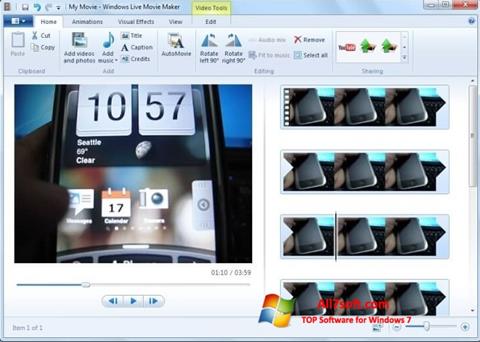 Ekrano kopija Windows Movie Maker Windows 7