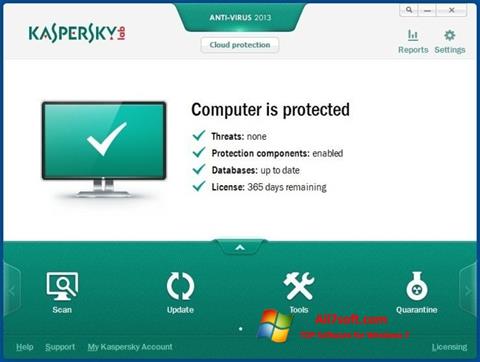 Ekrano kopija Kaspersky AntiVirus Windows 7