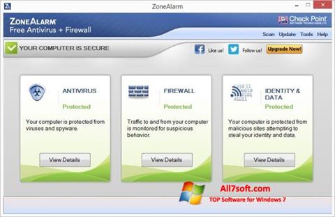 Ekrano kopija ZoneAlarm Windows 7