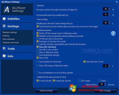 Ekrano kopija ALLPlayer Windows 7