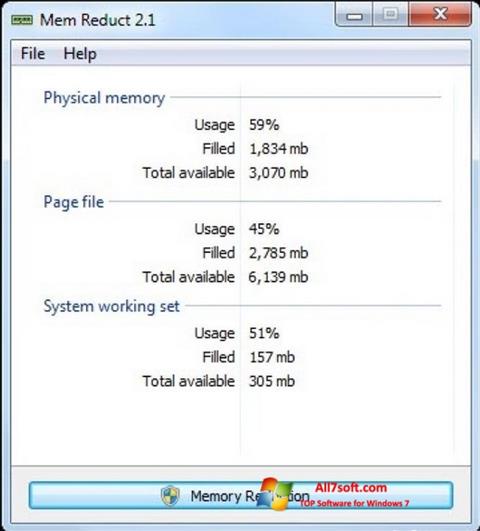Ekrano kopija Mem Reduct Windows 7