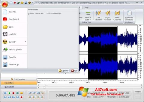 Ekrano kopija Free Audio Editor Windows 7
