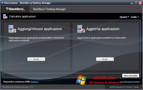 Ekrano kopija BlackBerry Desktop Manager Windows 7
