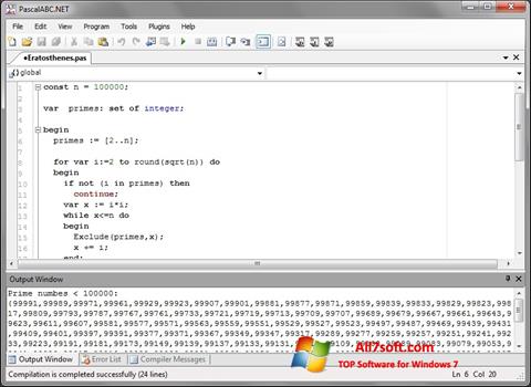 Ekrano kopija Pascal ABC Windows 7