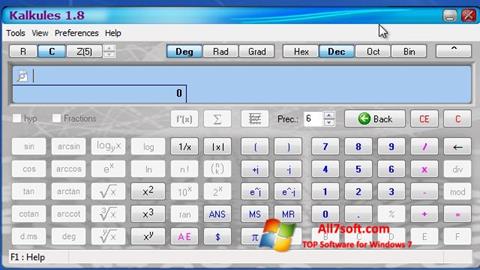 Ekrano kopija Kalkules Windows 7