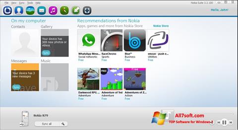 Ekrano kopija Nokia PC Suite Windows 7