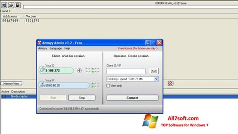 Ekrano kopija Ammyy Admin Windows 7