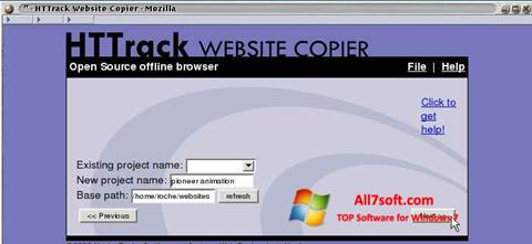 Ekrano kopija HTTrack Website Copier Windows 7