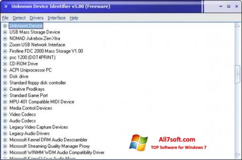 Ekrano kopija Unknown Device Identifier Windows 7
