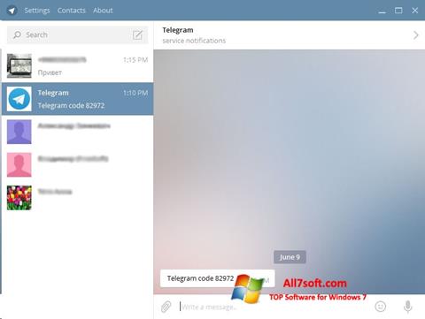 Ekrano kopija Telegram Desktop Windows 7