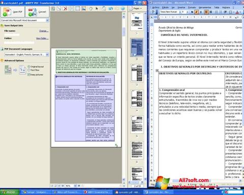 Ekrano kopija ABBYY PDF Transformer Windows 7