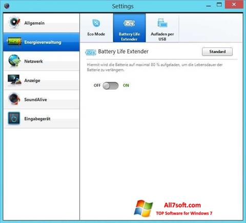 Ekrano kopija Easy Settings Windows 7