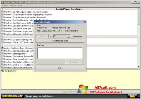 Ekrano kopija XP-AntiSpy Windows 7